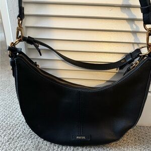 Fossil Black Leather Crossbody Bag